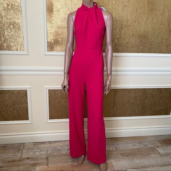NWT ZARA fuchsia  high collar wide leg jumpsuit XS - Picture 2 of 10